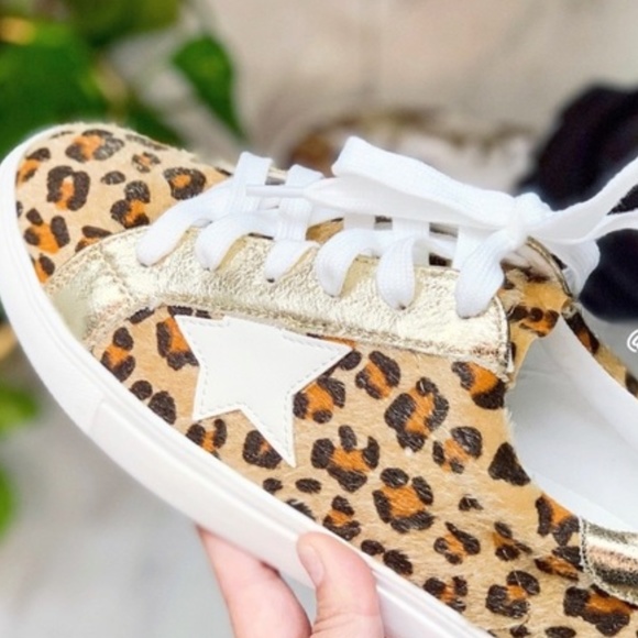 leopard print star sneakers